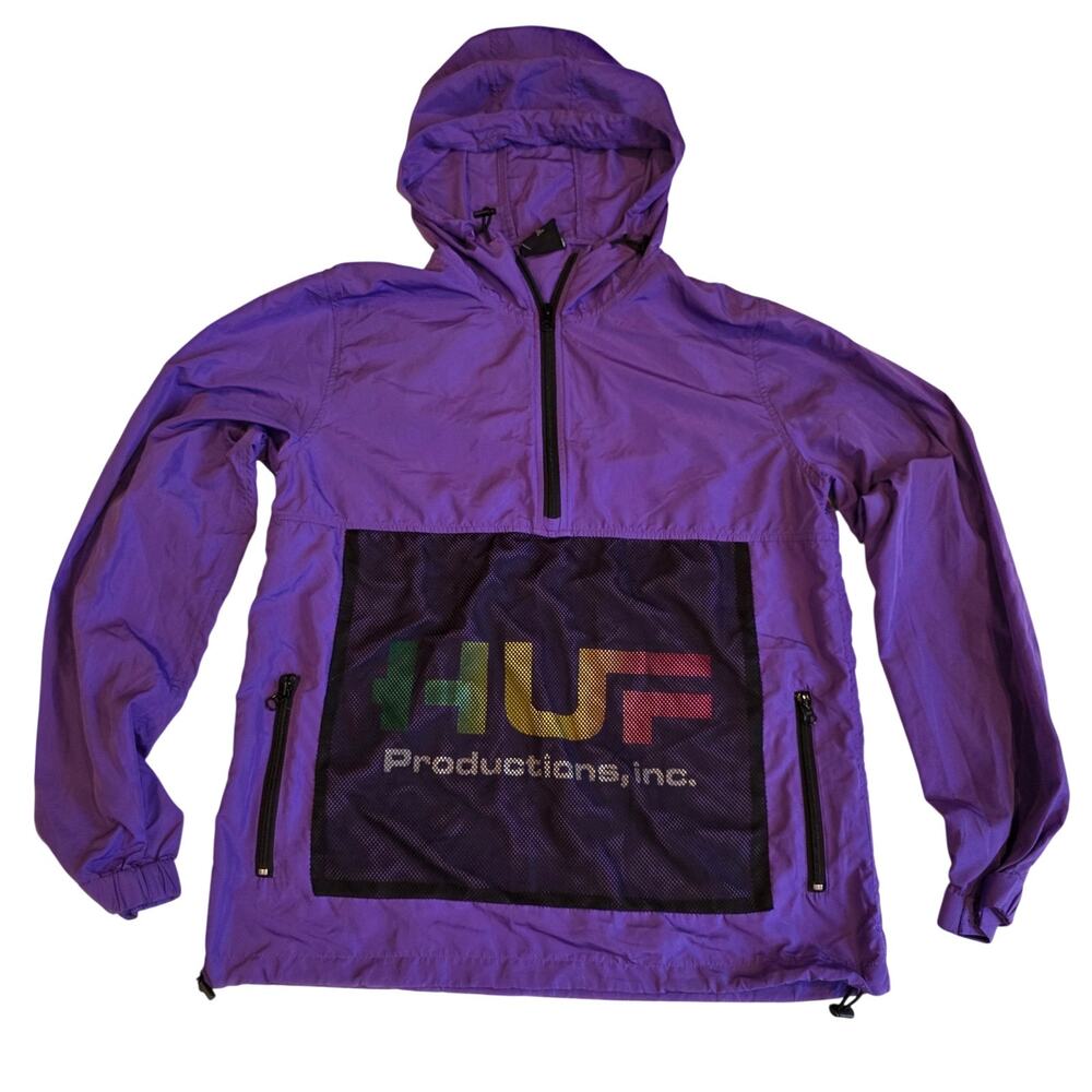 HUF Windbreaker Quarter Zip Anorak‎ Jacket Purple Men's Small